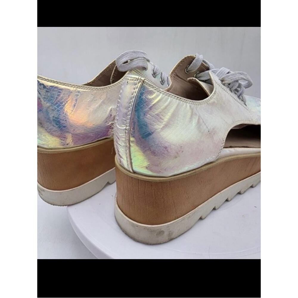 Aldo Iridescent Platform Wedge Oxfords Women’s Size 8 Lace Up Shoes - Picture 3 of 3